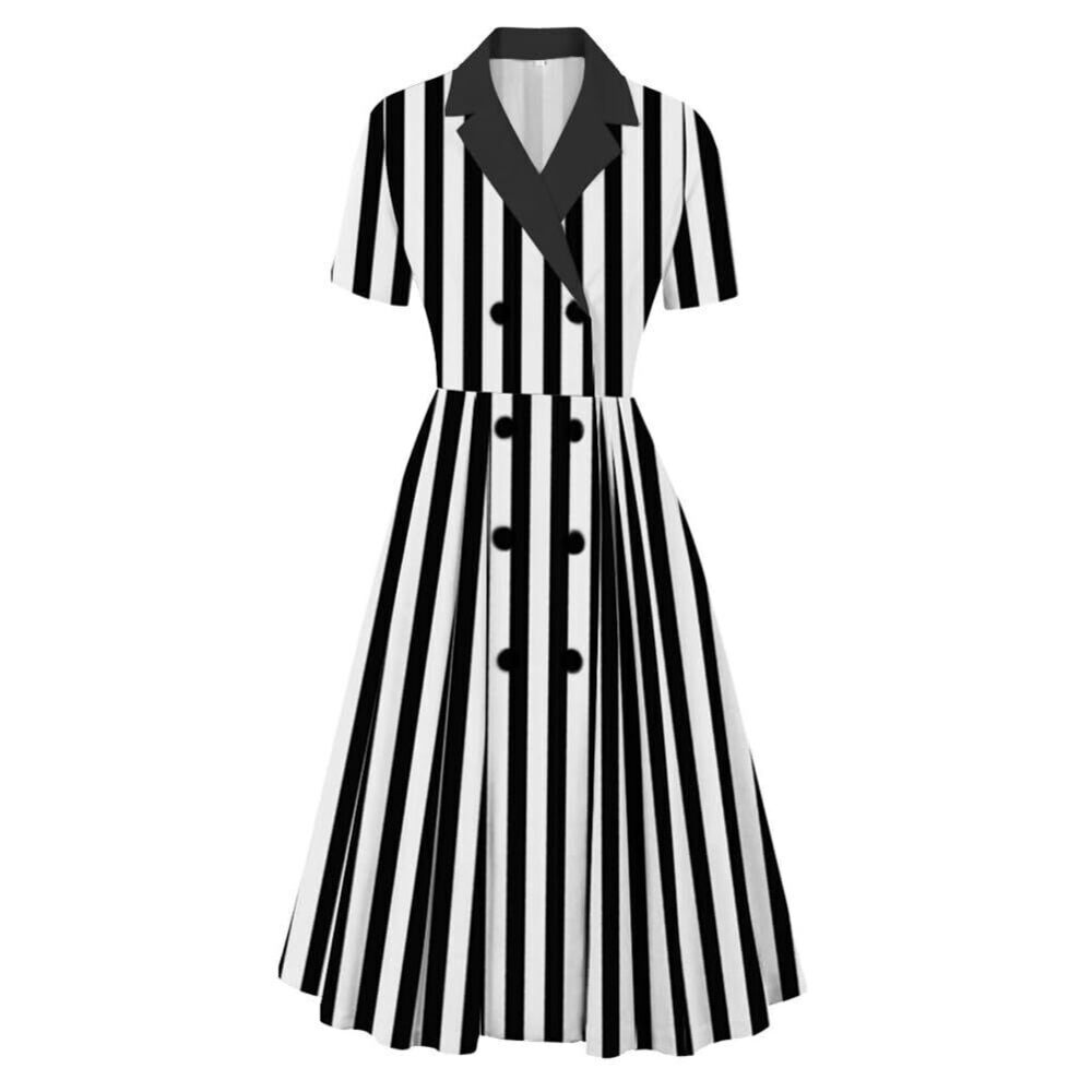 2267 Halloween Costumes 2024 - 1950s Vertical Striped Vintage Button Down